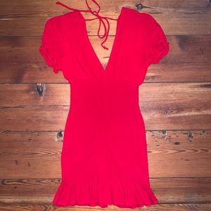 Cotton Candy LA Red Smocked V-neck dress